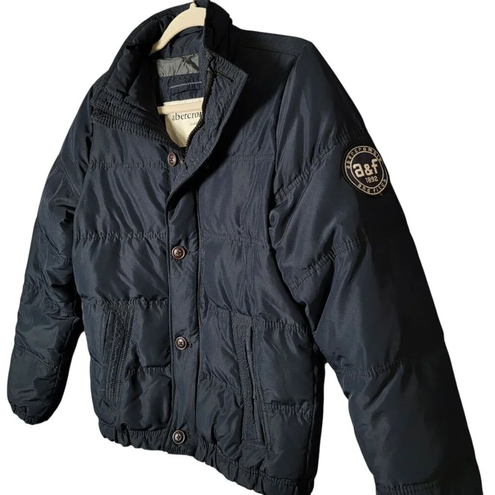 Abercrombie Kids Boys Blue Down Filled Puffer Jacket XL Preppy Winter